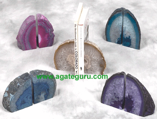 Special roughpolished blue agate wholesale resin bookends : Wholesale Natural Agate Bookends