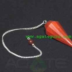 Red jasper Faceted Pendulum With Om Charms : Chakra Pendulum exporter