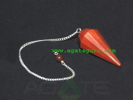 Red jasper Faceted Pendulum With Om Charms : Chakra Pendulum exporter