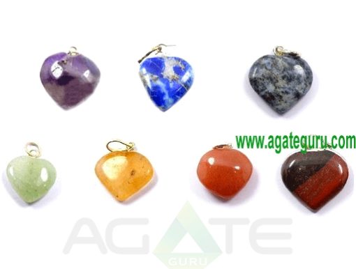 7 Chakra Heart Pendants Heart Cabochon Chakra Pendant for Sale