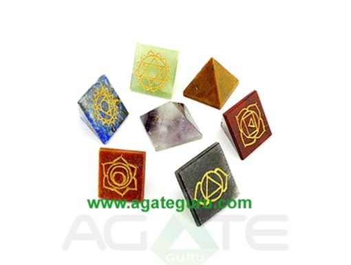 Mix Pyramid Engraved Colourful Chakra set