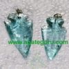 Aqua Glass Stone Arrowhead Pendant