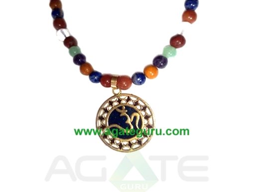 Seven Chakra Om Yoga Necklace