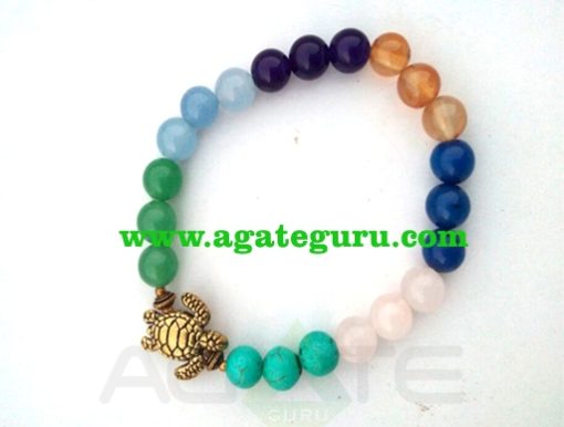 7 Chakra With Turtle : Power Bracelet