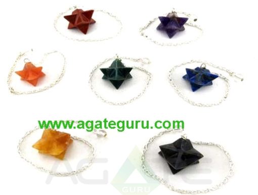 Assorted 7 Chakra Markaba Star Pendulums