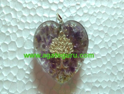 Amethyst Crystal Flower of Life Orgone Stone Pendant