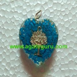Turquoise Crystal Flower of Life Orgone Stone Pendant
