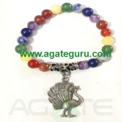 Fency 7 Chakra Beads With Peacock Bracelet