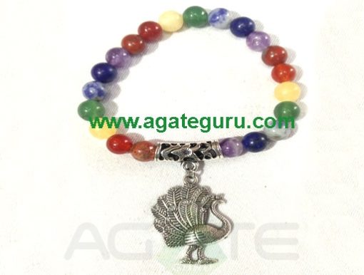 Fency 7 Chakra Beads With Peacock Bracelet