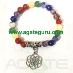 Flower Of Life 7 Chakra Beads Bracelet