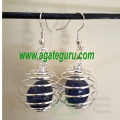 Cage Tumble Stones earring Lapis Lazule Gemstone Earring