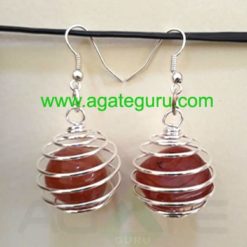 Tumbled Carnelian Cage Earring