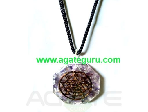 Wholesale Natural Amethyst Crystal Necklace Flower of Life Pendant Necklace