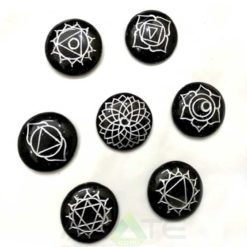 Black Tourmuline Engraved Chakra Disc set