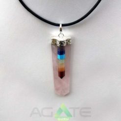 Rose Quart Chakra Flat Pendants Crystal Healing Jewelry Wholesaler