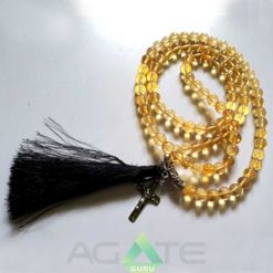 Citrine Natural Beads Jaap Mala With Cross