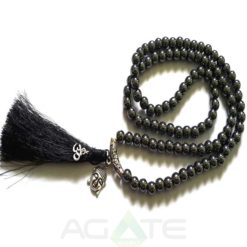 Hemetite Beads Jaap Mala With Buddha Face
