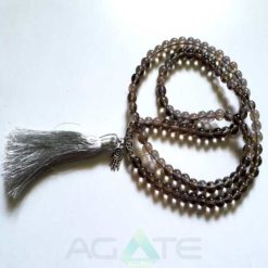 Smoky Quartz Jaap Mala With Tessel Hamsha