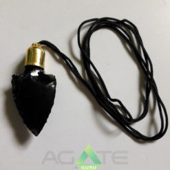 Black obsiden Arrowhead Cap Pendent Fency Necklace