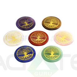 Chakra Gemstone Engraved Tree Of Life Set