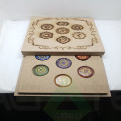Crystal Engraved Chakra set with wooden Box