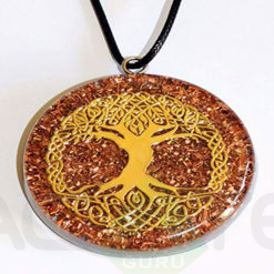 Red Jesper Orgone Disc metal Pendent