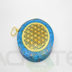Fancy Turquoish Orgone Pendent with Metal Logo