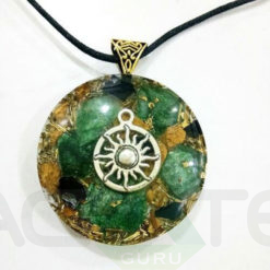 Melakite Orgone Pendent with Metal Logo