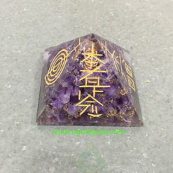 Amethyst Engrave Orgone Pyramid