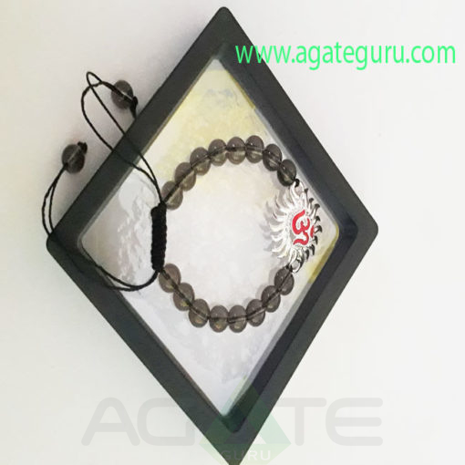 Om-Smoky-quartz-Bracelet-with-Gift-Box