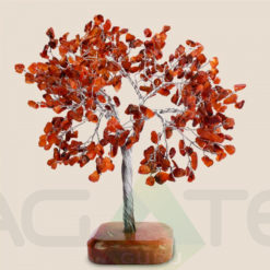 Orgone Base Square red Carnelin Gemstone Chips Tree