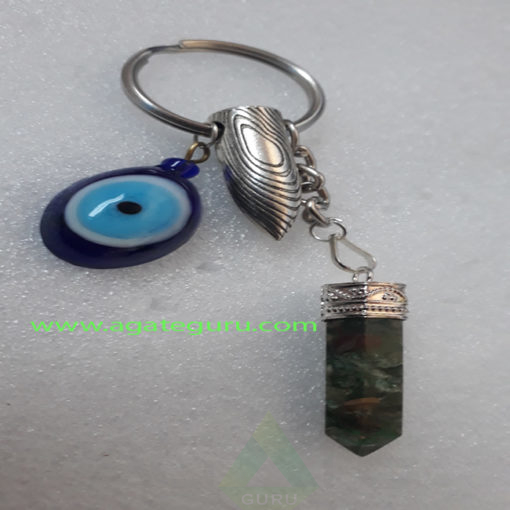 Crystal-Quartz-Orgonite-Pencil-With-Evil-Eye-Keychain