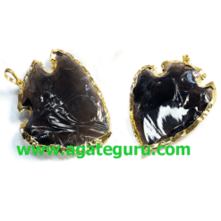 Black Obsiden Fish Face Arrowhead Pendent