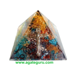 Chakra Healing Metal Logo Orgone Pyramid