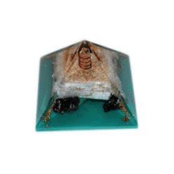 Selenite With Black Turmuline Rough orgone Pyramid