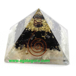 Selenite and Black Turmuline Orgone Pyramid