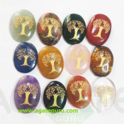 Chakra Assorted Gemstone Engraved Tree Of Life Set