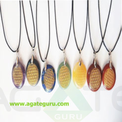 Chakra Engraved Gemstone Disc Pendent With Cord