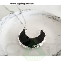 Black Obsiden Moon Shape Arrowhead Pendent