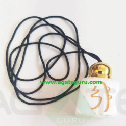 Golden Engraved Selenite Pendent WIth Cap And Thread