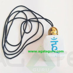 Natural Selenite Ohm Pendent With Golden Cap