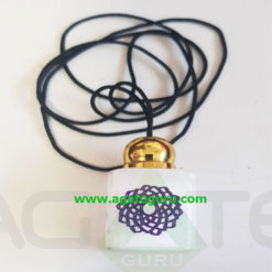 Natural Selenite Engraved Symbol Tumble Necklace