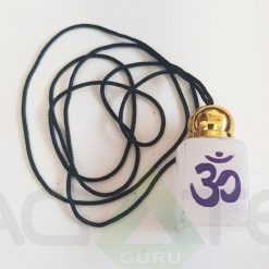 Ohm words Engraved Selenite Necklace