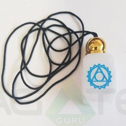 Selenite Tumble Symbol Pendent With Golden Cap