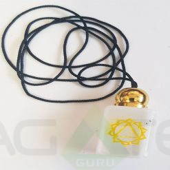 White Selenite Engraved Tumble Necklace with Golden Cap