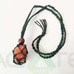 Red Jasper Tumble Macrame Interchangeable Pouch Necklace