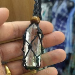 Crystal Pencil Macrame Weave Rope Holder with Adjustable Cord