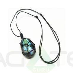 Labradorite Macrame Crystal Necklace Adjustable Cord