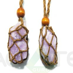 Macrame Crystal Necklace Pouch Cage Necklace Interchangeable