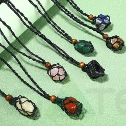 Reiki Spiritual Stone Macrame Thread Pend